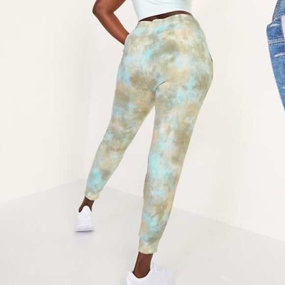 Old Navy Mid Rise Vintage Joggers Tie Dye Fleece Sweatpants Blue Green Size XL - Picture 2 of 6